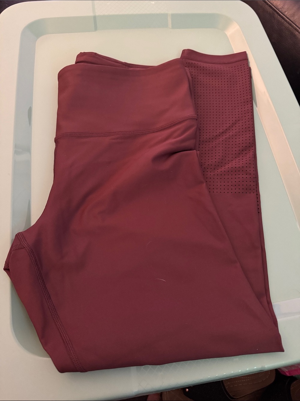 Athleta Burgundy High-Rise Perforated Leggings